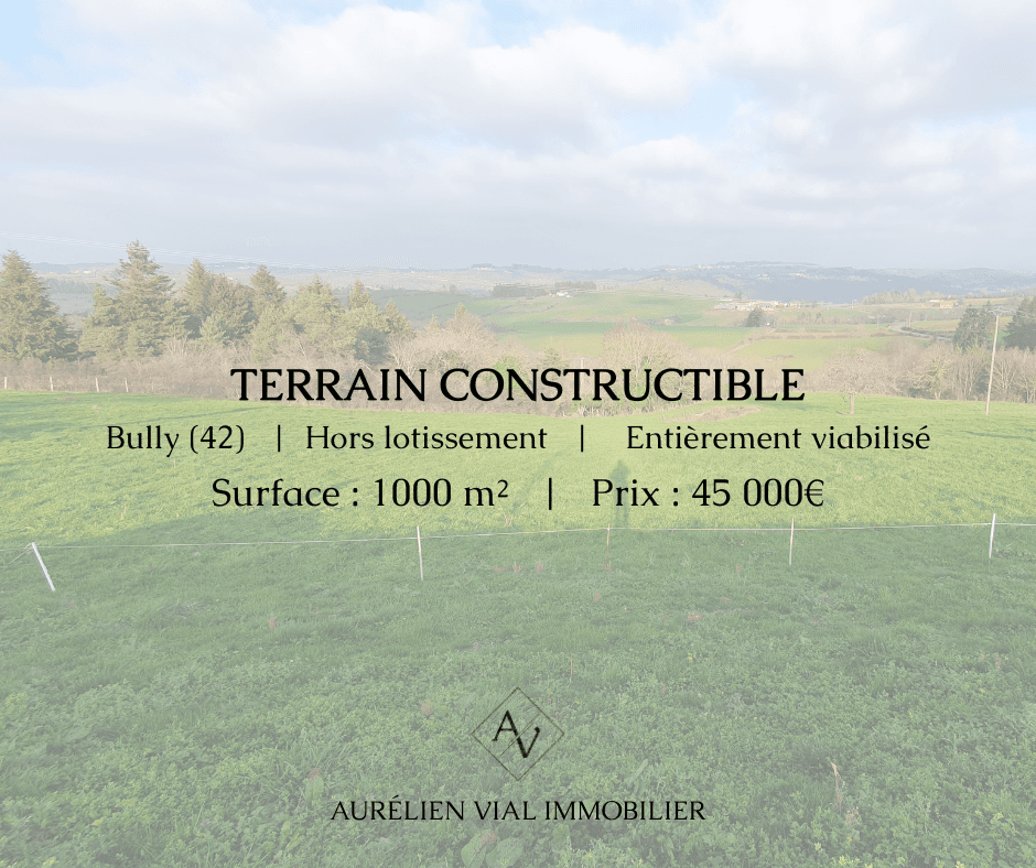 Terrain constructible viabilisé avec superbe vue dégagée