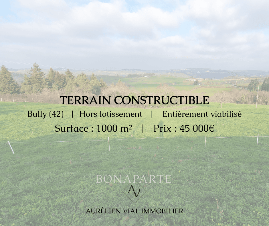 Terrain constructible viabilisé avec superbe vue dégagée